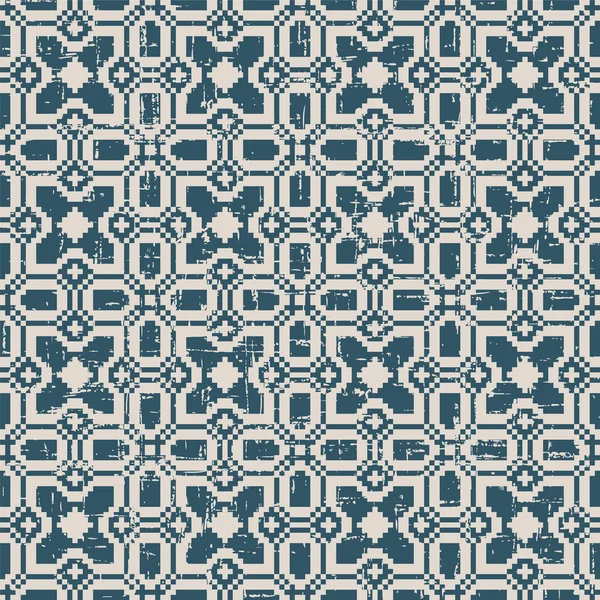 Naadloze versleten uit antieke achtergrondafbeelding van mozaïek Square geometrie patroon. — Stockvector