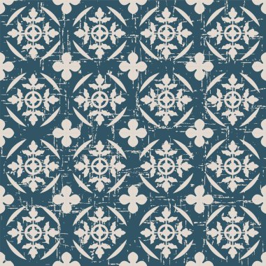 Doğa yaprağı yuvarlak eğri deseni dikişsiz yıpranmış antik arka plan görüntüsü.