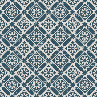 Yuvarlak çiçek yıldız kontrol deseni dikişsiz yıpranmış antikarka plan görüntüsü.