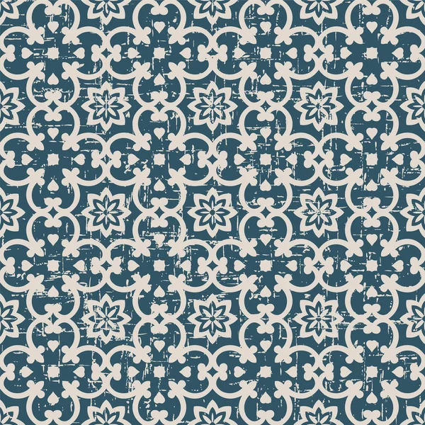 Nahtlos verschlissen antiken Hintergrund Bild der Kurve Blume Kaleidoskop-Muster. — Stockvektor