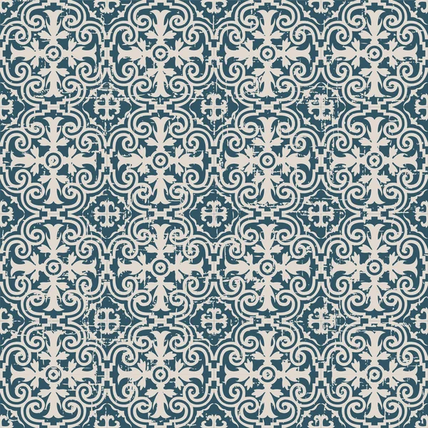 Sans couture usé image de fond antique de motif kaléidoscope courbe spirale royale . — Image vectorielle