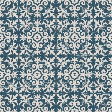 Spiral bitki çiçek eğrisi deseni dikişsiz yıpranmış antik arka plan görüntüsü.