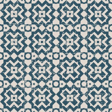 Kare çapraz kontrol geometrisi deseninin kusursuz aşınmış antika arka plan görüntüsü.