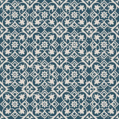 Kare kare çapraz çiçek deseni Dikişsiz yıpranmış antikarka plan görüntüsü.