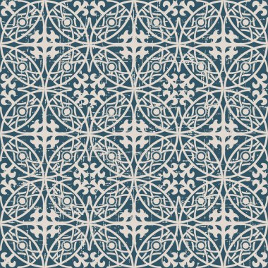 Çapraz yuvarlak çerçeve geometri deseni dikişsiz yıpranmış antikarka plan görüntüsü.