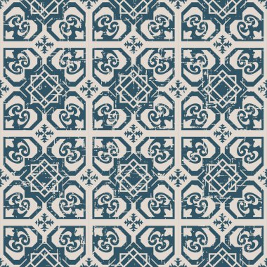 Geometri kalp kare yıldız deseni dikişsiz yıpranmış antikarka plan görüntüsü.