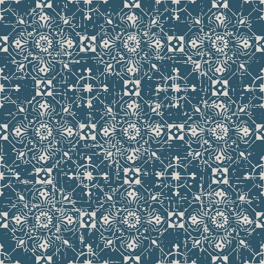 Kontrol yuvarlak çapraz çiçek deseni Dikişsiz yıpranmış antika arka plan görüntüsü.