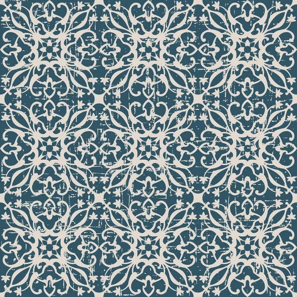 Nahtlos verschlissen antiken Hintergrund Bild der Weinrebe Spirale Blume Kaleidoskop-Muster. — Stockvektor