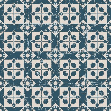 Kare çapraz geometri deseni dikişsiz yıpranmış antikarka plan görüntüsü.