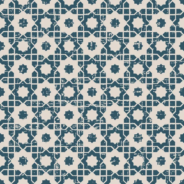 Nahtlos abgenutzte antike Hintergrundbild des islam star geometry pattern. — Stockvektor