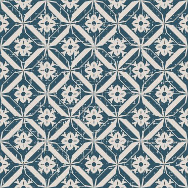 Elmas geometriçiçek deseni dikişsiz yıpranmış antik arka plan görüntüsü.