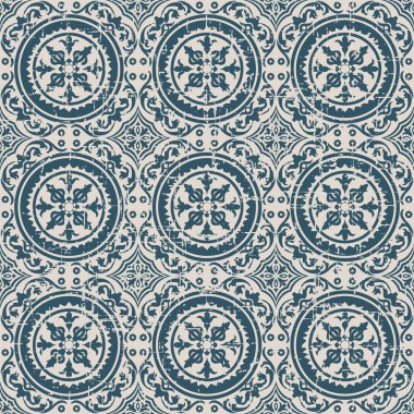 Yuvarlak spiral çiçek asma bitki desen Dikişsiz yıpranmış antikarka plan görüntüsü.