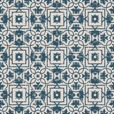 Spiral çapraz çiçek asma desen Dikişsiz yıpranmış antik arka plan görüntüsü.