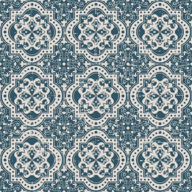 Yuvarlak eğri kare kaleydoskop deseni dikişsiz yıpranmış antik arka plan görüntüsü.