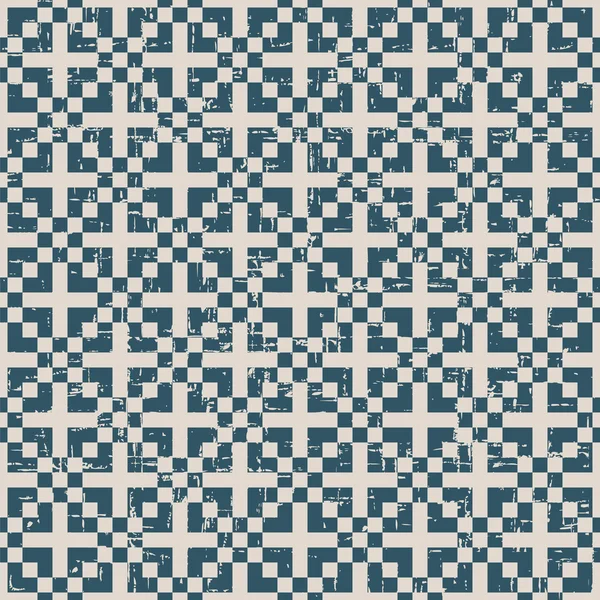 Seamless worn out antique background image of square cross mosaic pattern. — Stock Vector