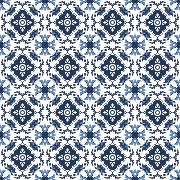 Seamless background image of antique blue flower kaleidoscope — Stock vektor
