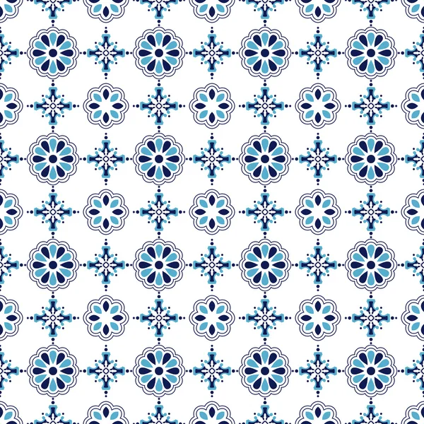 Obraz tła bezszwowe elegancki niebieski okrągły krzyż kwiat — Wektor stockowy