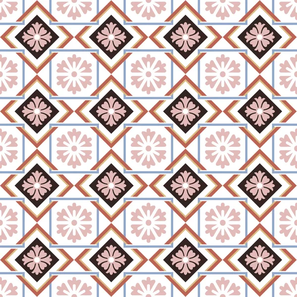 Seamless background image of square check cross frame flower geometry — Stock vektor