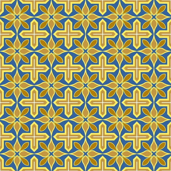 Бесшовное фоновое изображение старинного цветка геометрии золотого креста — стоковый вектор