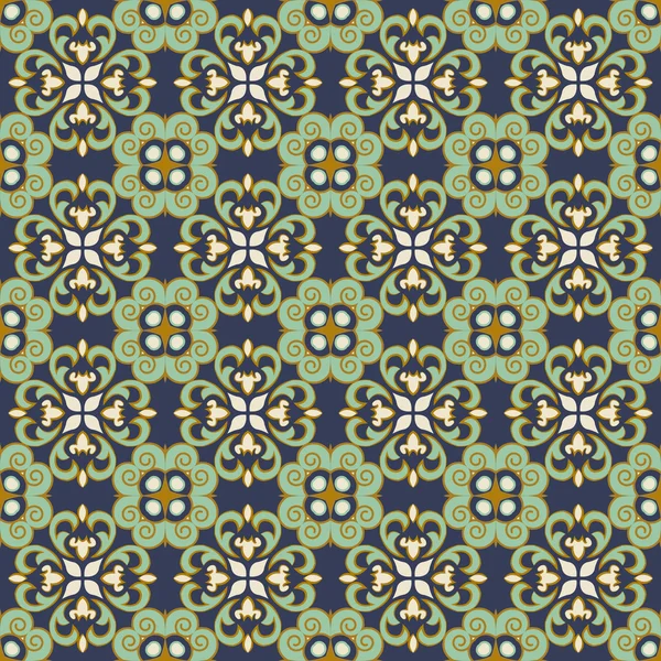 Image de fond sans couture du kaléidoscope en spirale bleu vert vintage — Image vectorielle