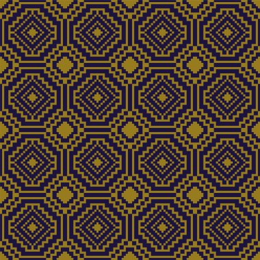 Zarif antika altın kahverengi ve mavi arka plan 398_square mozaik sekizgen geometri çapraz