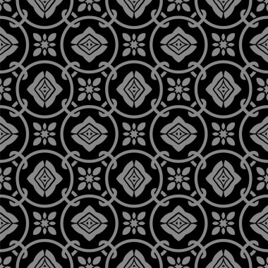 Zarif antika gümüş ve siyah arka plan 381_vintage yuvarlak circle zinciri çiçek çapraz