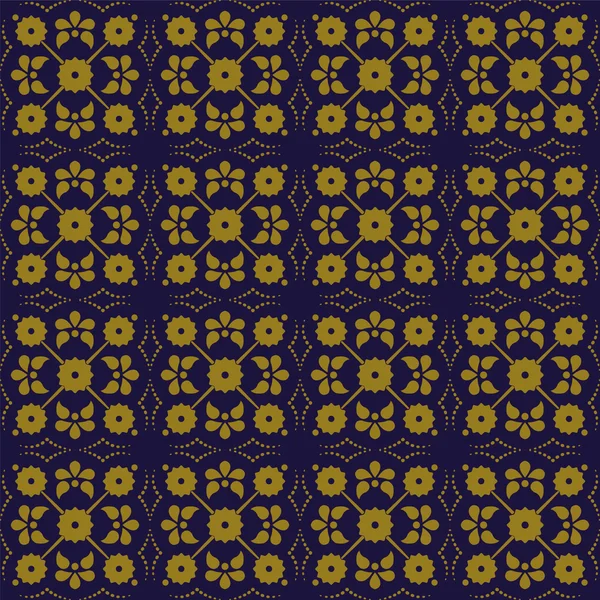 Elegant antique gold brown and blue background 391_vintage cross flower dot line — Stock Vector