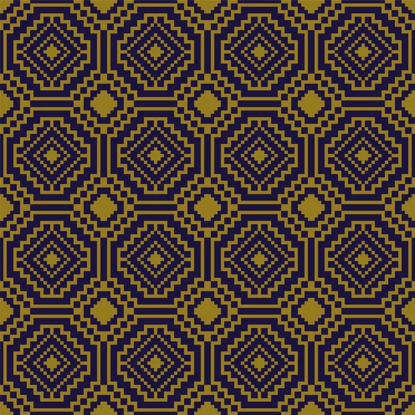 Elegant antique gold brown and blue background 398_square mosaic octagon geometry cross — Stockový vektor