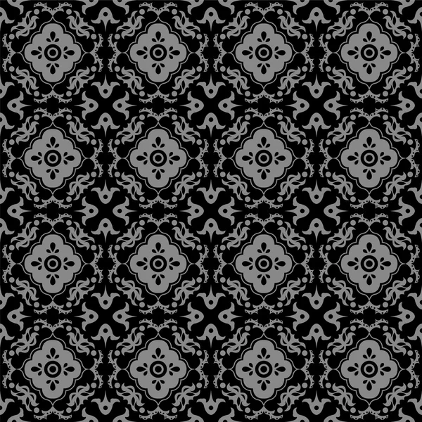 Элегантный антикварный серебристый и черный фон 329 _ круглый цветочный калейдоскоп — стоковый вектор