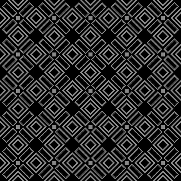 Eleganter antiker silberner und schwarzer Hintergrund 336 _ karierter quadratischer Kreuzgeometrie-Kaleidoskop — Stockvektor