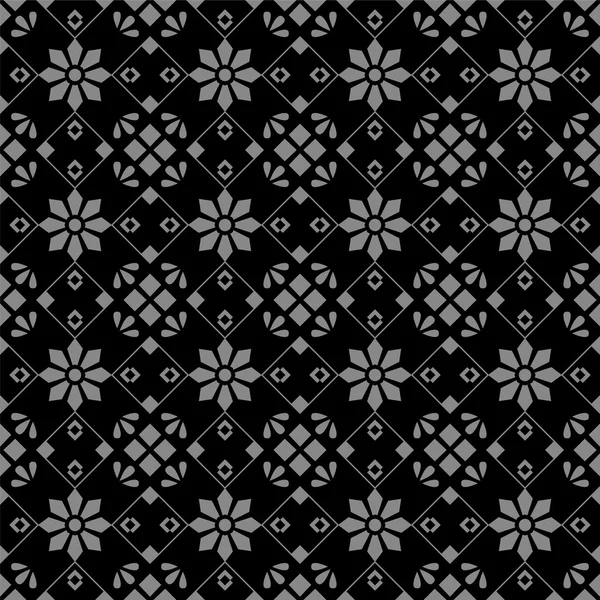 Élégant fond argenté antique et noir 347 _ croix carrée fleur à carreaux — Image vectorielle