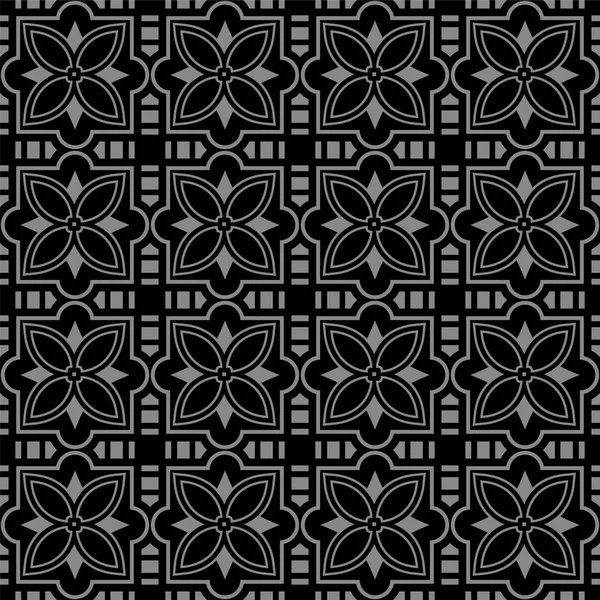 Élégant fond argent antique et noir 356 _ carré croix étoile fleur — Image vectorielle