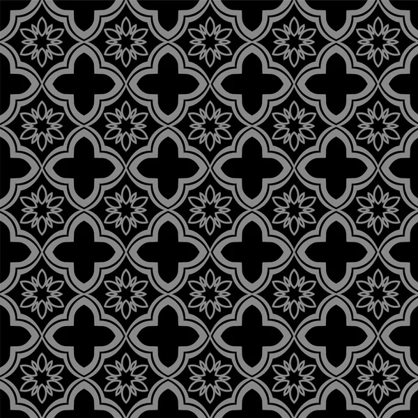 Elegante antike silberne und schwarze Hintergrund 375 _ orientalische Kurve Kreuzblume — Stockvektor