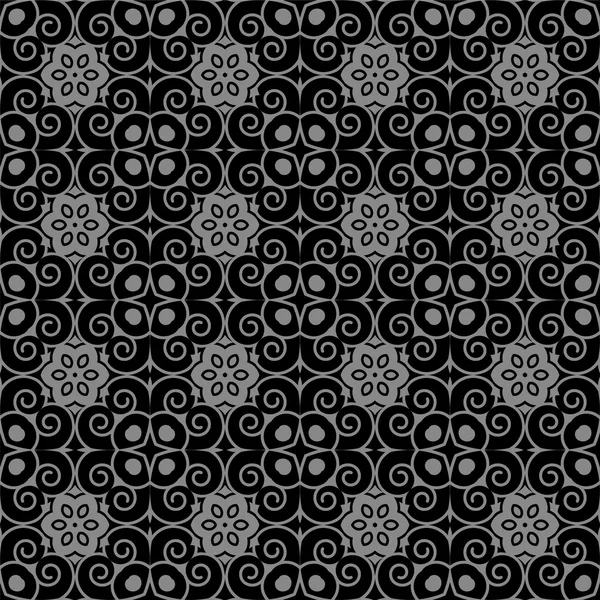 Elegant antique silver and black background 379_vintage round spiral flower kaleidoscope — Stockový vektor