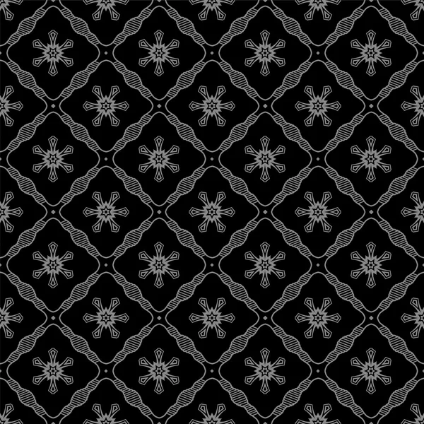 Élégante antique argent et fond noir 400 _ croix ligne fleur — Image vectorielle