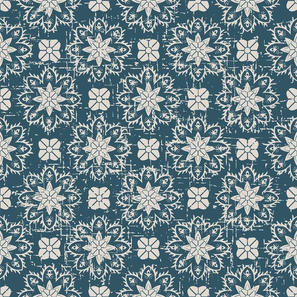 Nahtlos abgenutzt Vintage Hintergrund 331 _ Vintage Cross Blume Kaleidoskop — Stockvektor