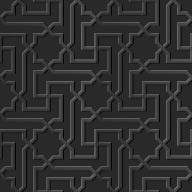 Sanat arka plan 442 yıldız çapraz sarmal geometri sorunsuz 3d karanlık kağıt kesme