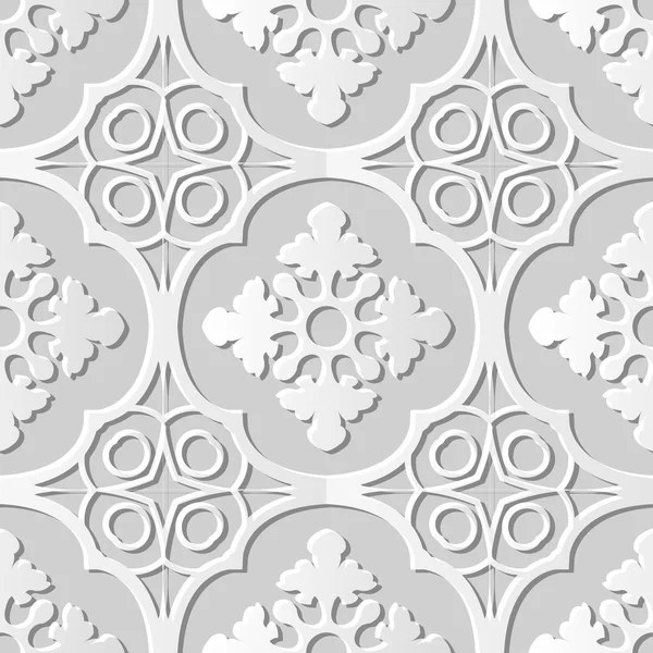 Papier blanc 3D sans couture découpé fond d'art 419 courbe ronde croix kaléidoscope — Image vectorielle
