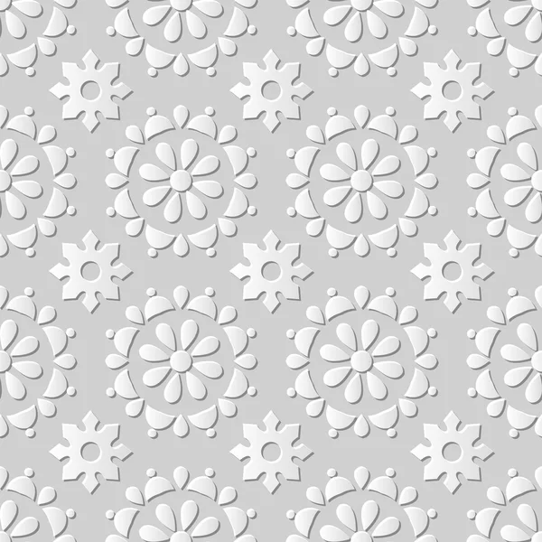 Bezszwowe 3d white wycinanki tło 440 rundy krzyż kwiat — Wektor stockowy