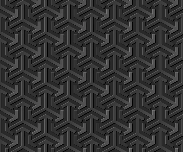 Nahtlose 3d dunkles Papier geschnitten Kunst Hintergrund 455 Geometrie Pfeil Dreieck Kreuz — Stockvektor