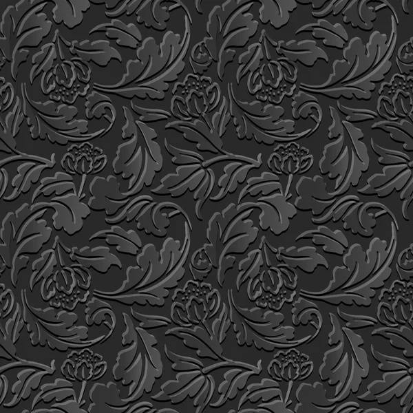 Senza soluzione di continuità 3D carta scura taglio arte sfondo 459 fiore spirale croce foglia — Vettoriale Stock