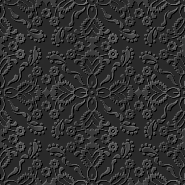 Fondo de arte de corte de papel oscuro 3D sin costuras 396 caleidoscopio de flor cruzada — Vector de stock