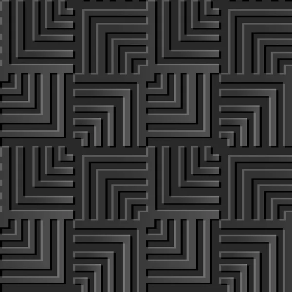 Seamless 3D dark paper cut art background 406 spiral geometry square line — Stock vektor