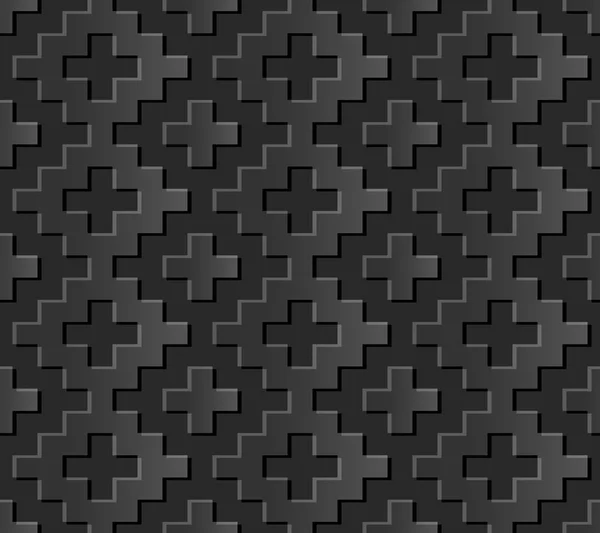 Seamless 3D dark paper cut art background 445 square mosaic geometry check cross — Stockový vektor