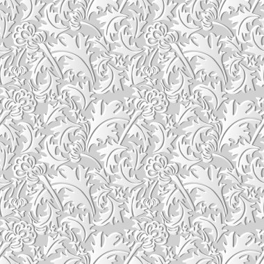 Vektör Şam sorunsuz 3d kağıt sanat desen arka plan 386 sarmal yaprak çiçek bitki