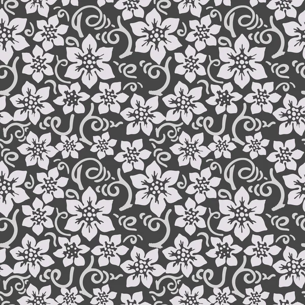 Image de fond sans couture de jardin vintage fleur blanche spirale courbe tige . — Image vectorielle