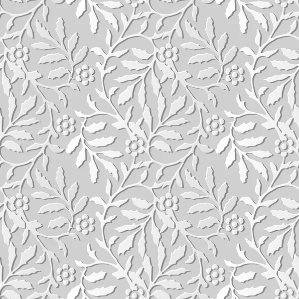 Vektor Damast nahtlose 3d Papier Kunst Muster Hintergrund 375 Spirale Welle Blatt Blume — Stockvektor