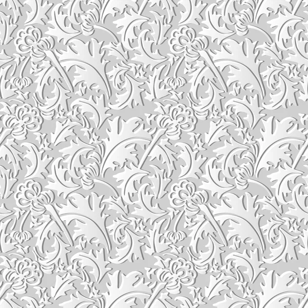 Vector damask seamless 3D paper art pattern background 386 spiral leaf flower plant — Stockový vektor