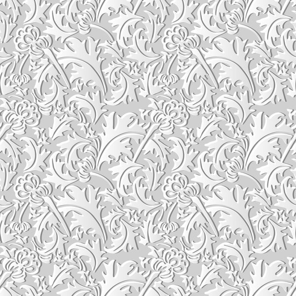 Векторная дамаска бесшовная 3D бумага рисунок фон 386 спиральный лист цветок растения
