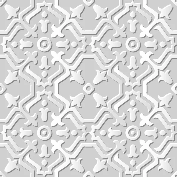 Vektör Şam sorunsuz 3d kağıt sanat desen arka plan 389 geometri çapraz çerçeve çiçek